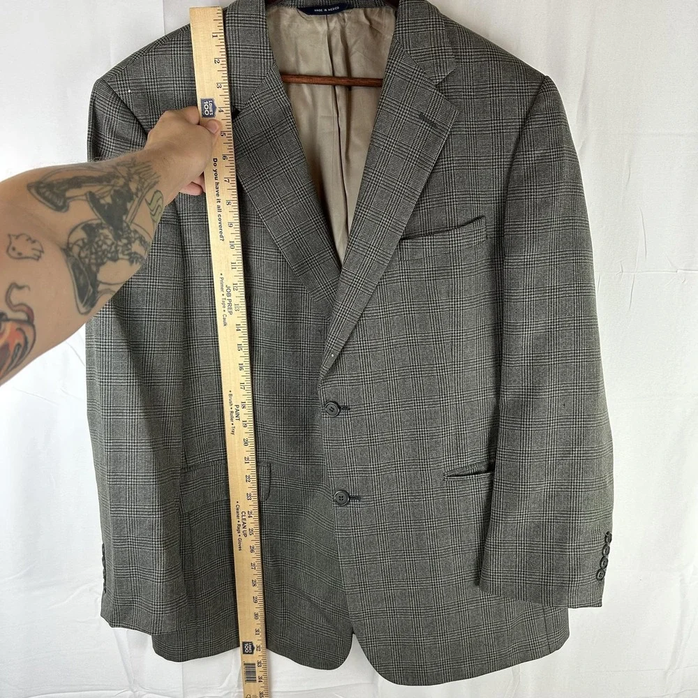 Brooks Brothers Blazer Mens‎ 43 Regular Gray Glen Plaid Worsted Wool Sport Coat